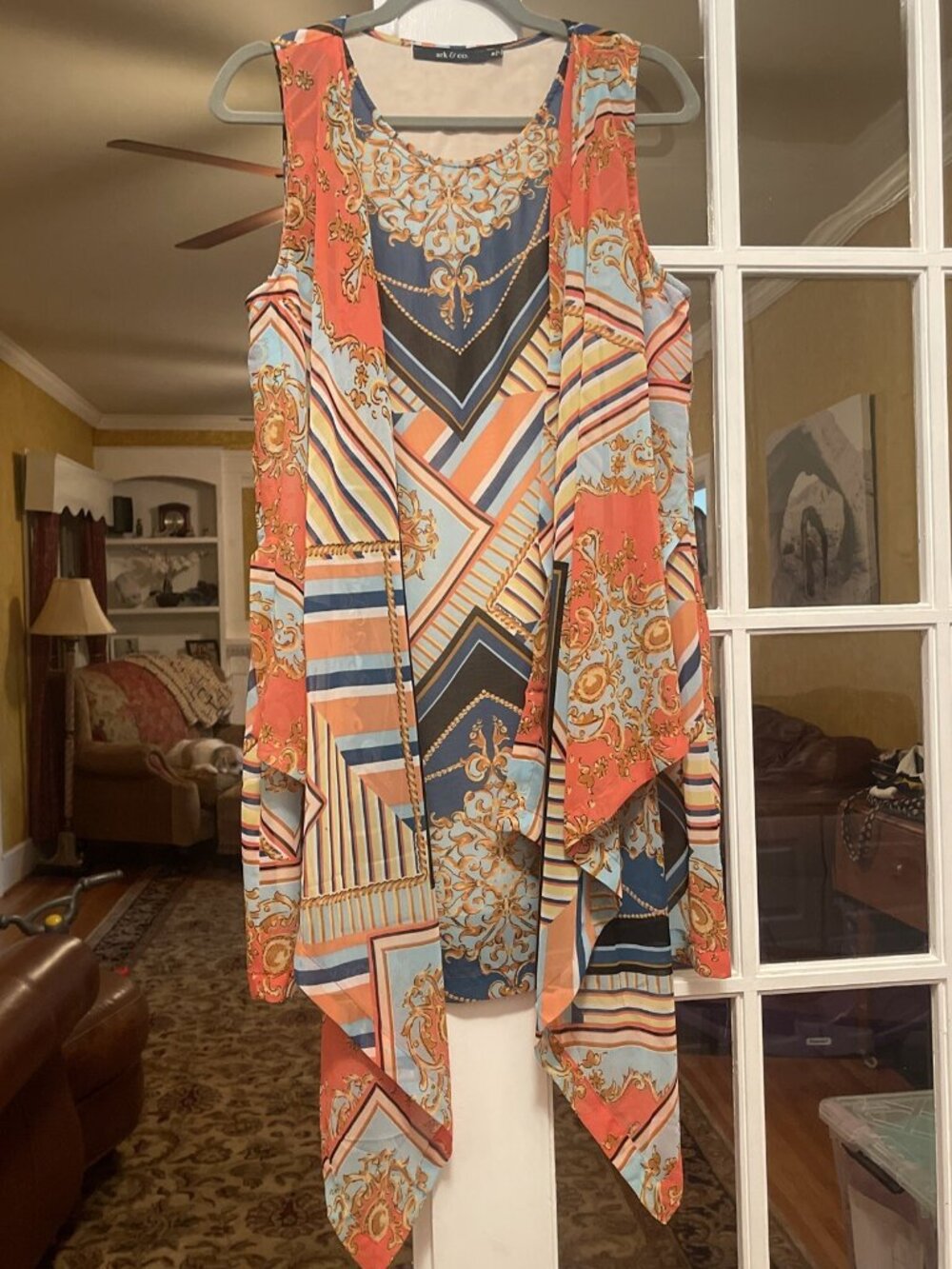 Ark & Co Womens Paisley Sleeveless scarf Dress colorful Size M